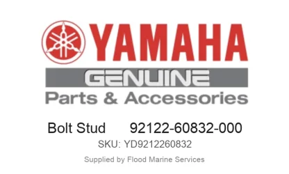Bolt Stud      92122-60832-000 - Genuine Yamaha Product available at Flood Marine