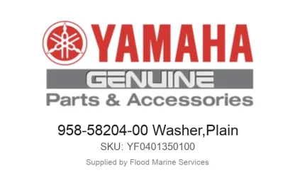 958-58204-00 Washer,Plain - Genuine Yamaha Product available at Flood Marine