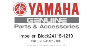 Impeller, Block24118-1210 - Genuine Yamaha Product available at Flood Marine
