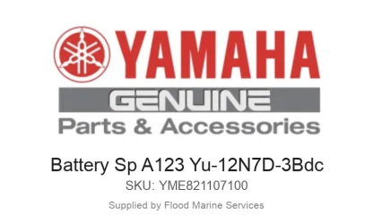 Battery Sp A123 Yu-12N7D-3Bdc - Genuine Yamaha Product available at Flood Marine